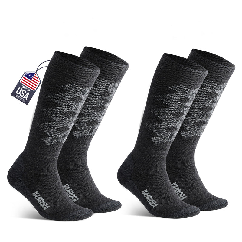 Load image into Gallery viewer, Merino Wool Kids Ski Socks Keystone 2-Pair