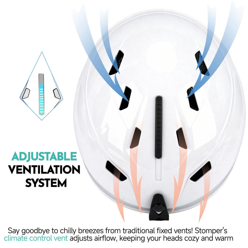 Load image into Gallery viewer, White helmet with adjustable ventilation system illustration on a white background
